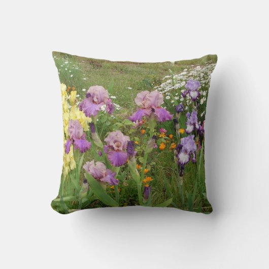 Coussin Belle photo florale d'iris violet (Recto)
