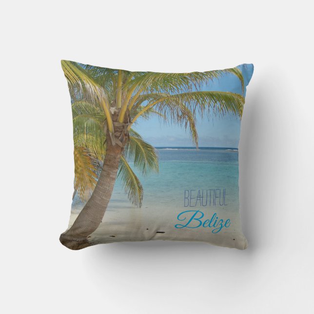 Coussin Belle plage de Belize et la barrière de corail (Recto)