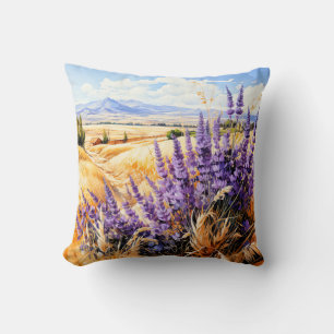 Coussin Belle Prairie paysage aquarelle ensoleillée