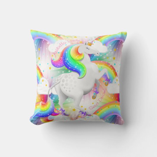 Coussin Belle Princesse Unicorn Rainbow Starburst Décor (Recto)