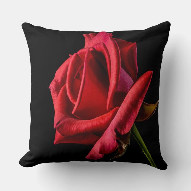 Coussin Belle Rose rouge vif Closeup (Recto)