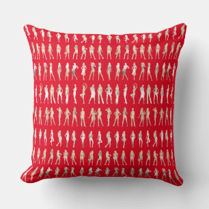 Coussin Belle silhouette blanche rouge mode filles motifs