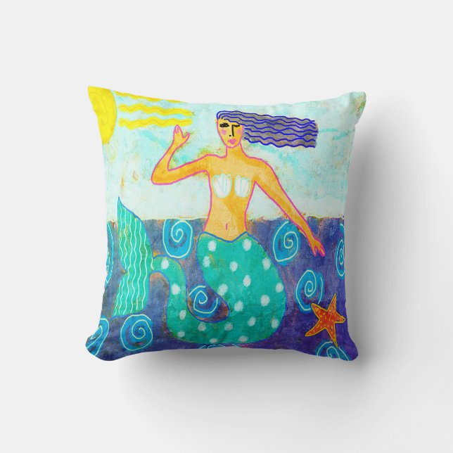 Coussin Belle Sirène d'Art Abstrait (Recto)