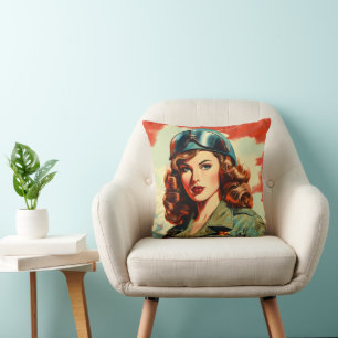 Coussin Belle Soldat Rétro Femme
