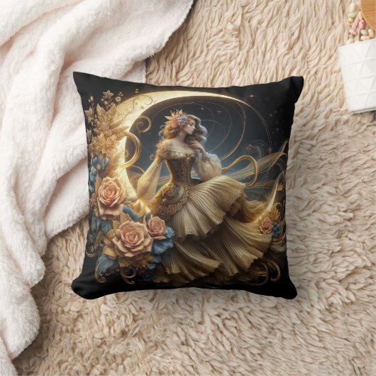 Coussin Belle Steampunk Woman sur la Lune (Couverture)