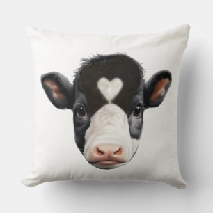 Coussin Belle tête de vache noire et blanche