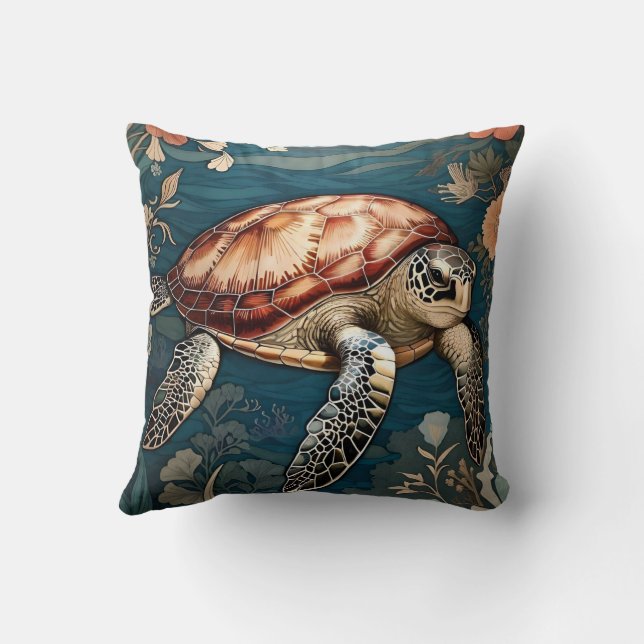 Coussin Belle tortue sous-marine (Verso)
