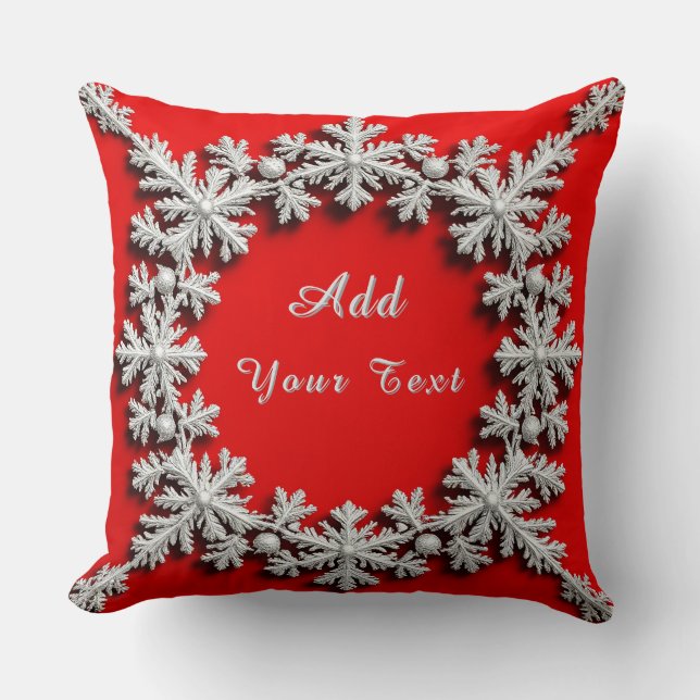Coussin Belles décorations en flocon de neige en argent (Recto)