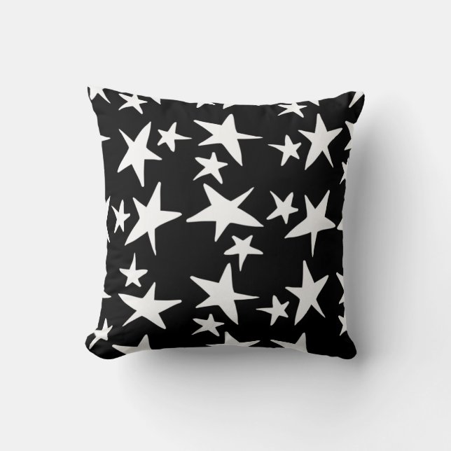 Coussin Belles Étoiles noires et blanches (Recto)