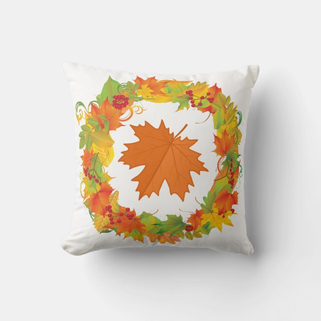 Coussin Belles feuilles d'automne Wreath (Recto)