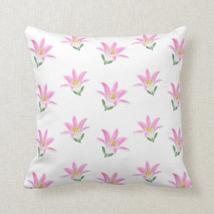 Coussin Belles fleurs d'Amaryllis rose sur fond blanc