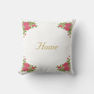 Coussin Belles fleurs de pivoine sur fond blanc