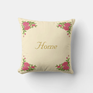 Coussin Belles fleurs de pivoine sur ivoire