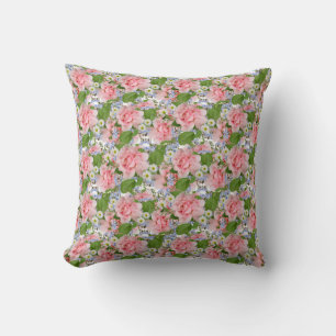 Coussin Belles fleurs roses et blanches