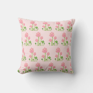 Coussin Belles fleurs roses sur rose clair