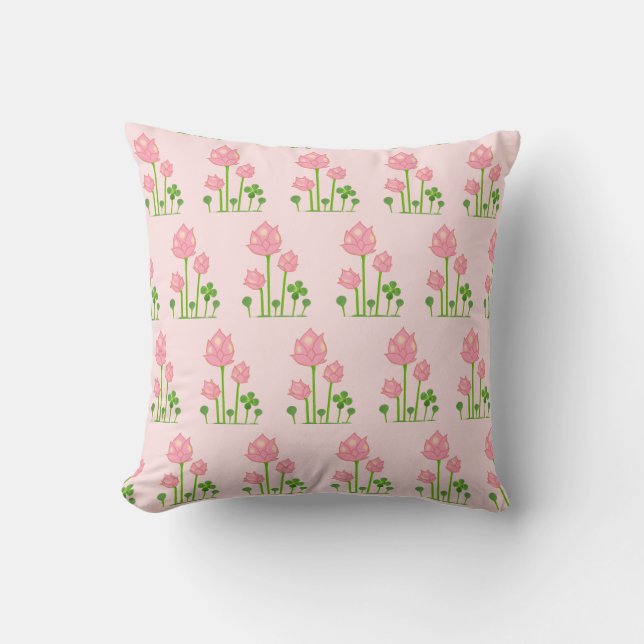 Coussin Belles fleurs roses sur rose clair (Recto)
