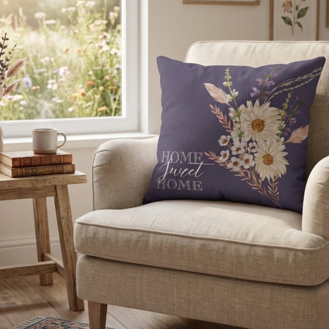 Coussin Belles Fleurs Violettes Maison Douce  (Créateur téléchargé)