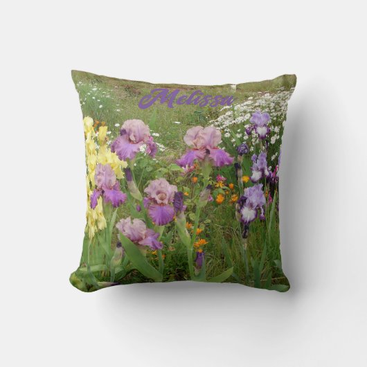 Coussin Belles Iris Violettes fleur floral Jardin (Recto)