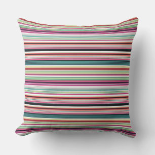 Coussin Belles rayures blanches colorées
