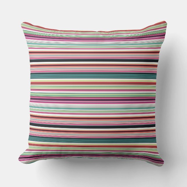 Coussin Belles rayures blanches colorées (Recto)