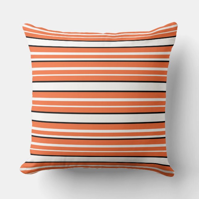 Coussin Belles rayures blanches orange (Recto)