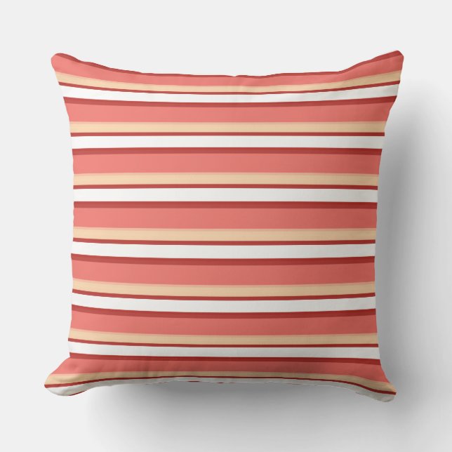 Coussin Belles rayures blanches roses (Recto)