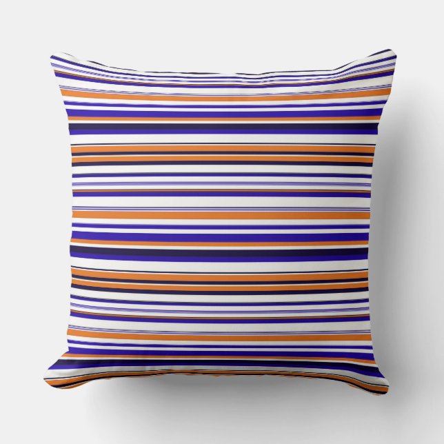 Coussin Belles rayures bleues orange (Recto)