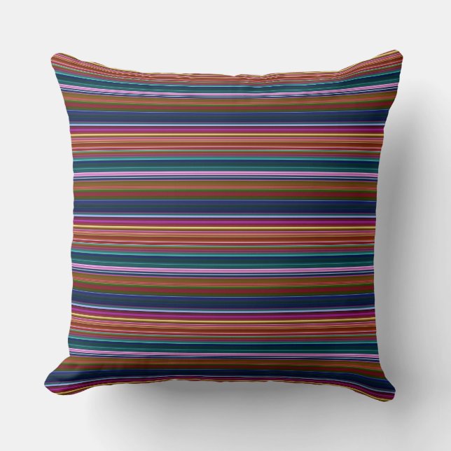 Coussin Belles rayures colorées rétro (Recto)
