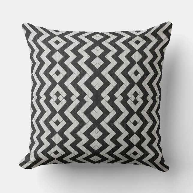 Coussin Belles rayures en marbre blanc noir (Recto)