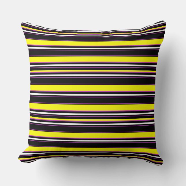 Coussin Belles rayures jaunes noirs (Recto)