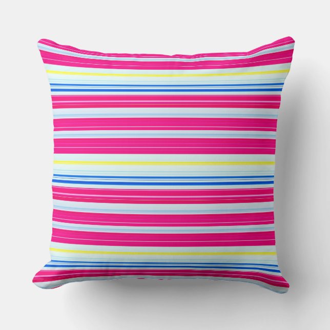 Coussin Belles rayures rose bleue (Recto)