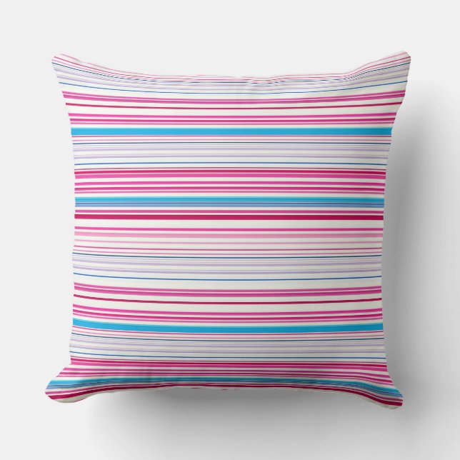 Coussin Belles rayures rose bleue (Recto)