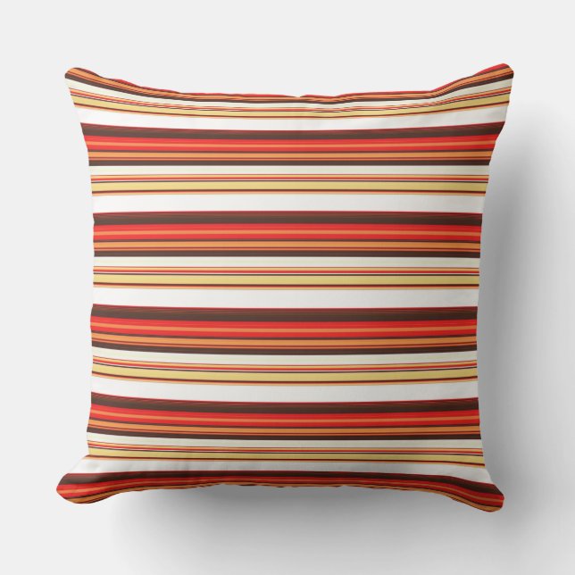 Coussin Belles rayures rouges brun (Recto)