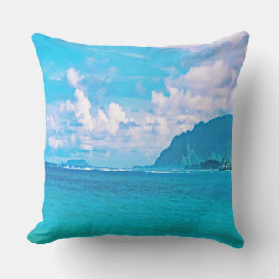 Coussin Belles vagues turquoise de l'océan
