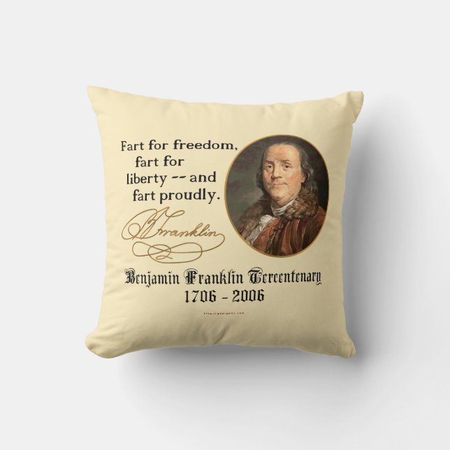 Coussin Ben Franklin - pet fièrement (Recto)