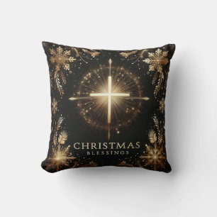 Coussin Bénédiction de Noël noir et or