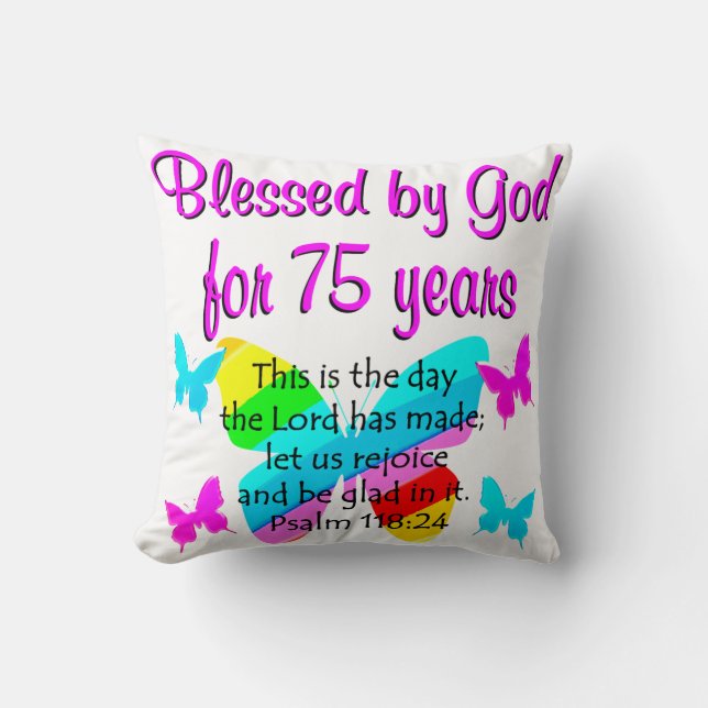 COUSSIN BÉNÉFICIANT D'UNE CONCEPTION DE 75E ANNIVERSAIRE (Recto)