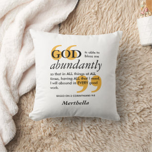 Coussin BÉNÉFICIER ABONDAMMENT 2 Cor 9 8 Affirmation posit
