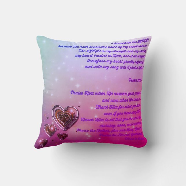 Coussin Béni Sois l'Éternel Psaume 28:6-7 (Verso)