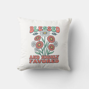 Coussin Bénis et très favorisés motif floral vintage_1