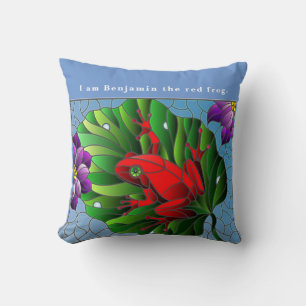 Coussin Benjamin Fleur d'étang grenouille verte Feuille de