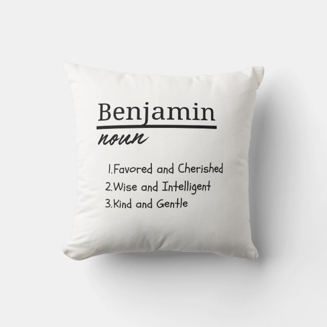 Coussin Benjamin, Garçon Nom Personnalisé Définition (Recto)