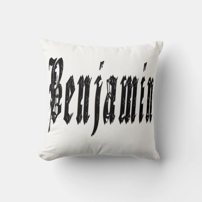 Coussin Benjamin, Nom, Logo, Poussin Blanc. (Recto)