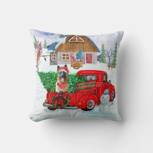 Coussin Berger Allemand En Livraison De Noël Camion Neige