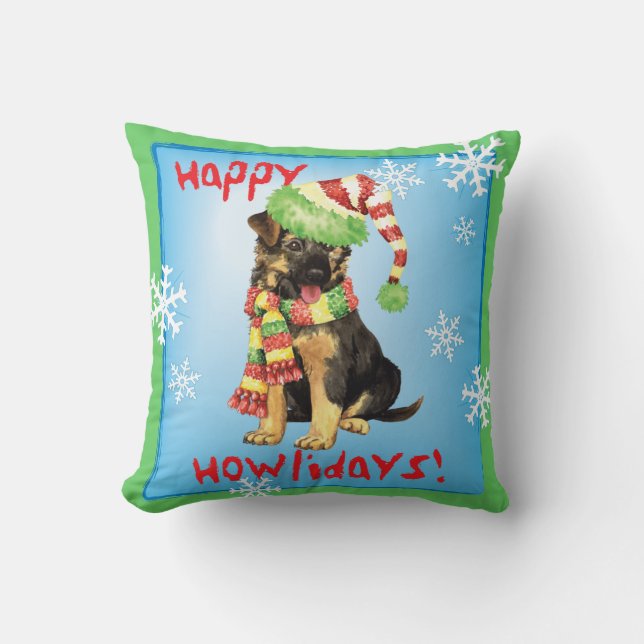 Coussin Berger allemand heureux de Howliday (Recto)