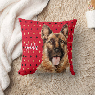 Coussin Berger Allemand Personnalisé Aquarelle