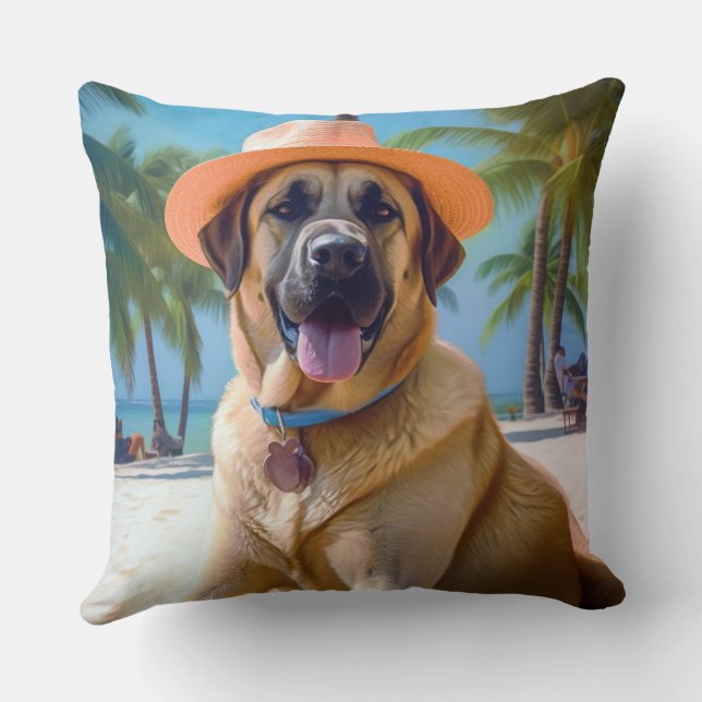 Coussin Berger anatolien sur la plage, cadeau d'été amoure (Verso)