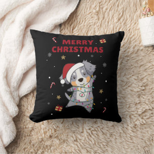 Coussin Berger australien Joyeux Noël Jeu hiver Jeu P