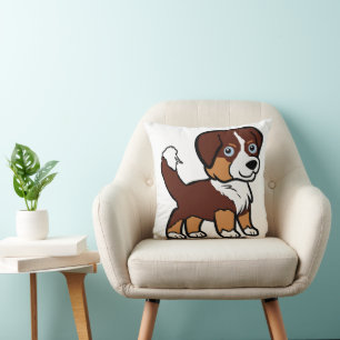 Coussin Berger Australien Rouge Tricolore Dessin Animé ave
