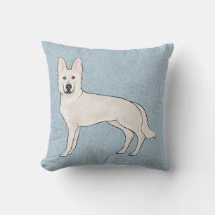Coussin Berger blanc blanc blanc GSD Cartoon Chien bleu